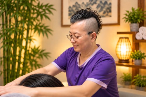 Alina Zhou providing a massage treatment